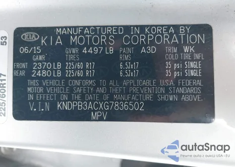 2016 Kia Sportage Lx from USA, damaged, VIN KNDPB3ACXG7836502